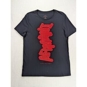 Armani Exchange Men's Size M Slim Black w/Red 3-D Logo Graphic Crewneck TShirt
